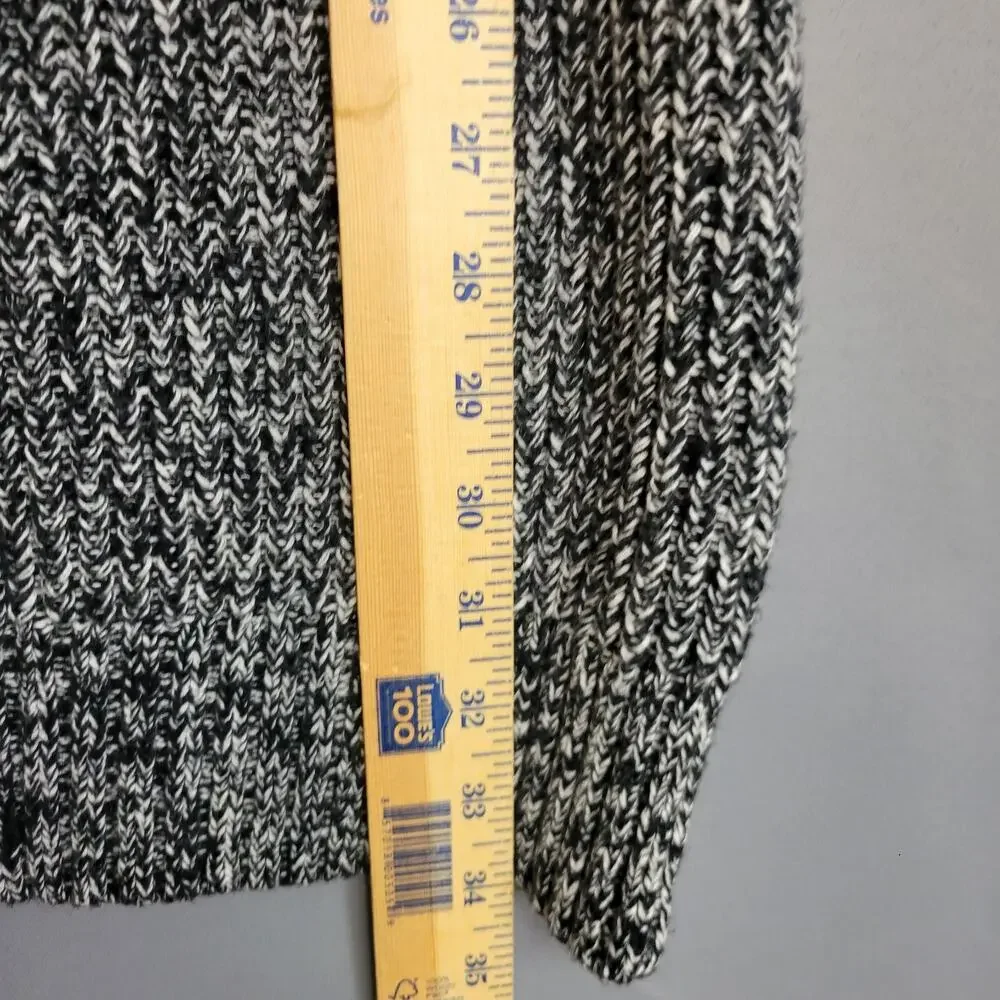Gap Sweater Dress Womens L Black White Knit Marled Side Zipper Long Sleeves - Picture 7 of 12